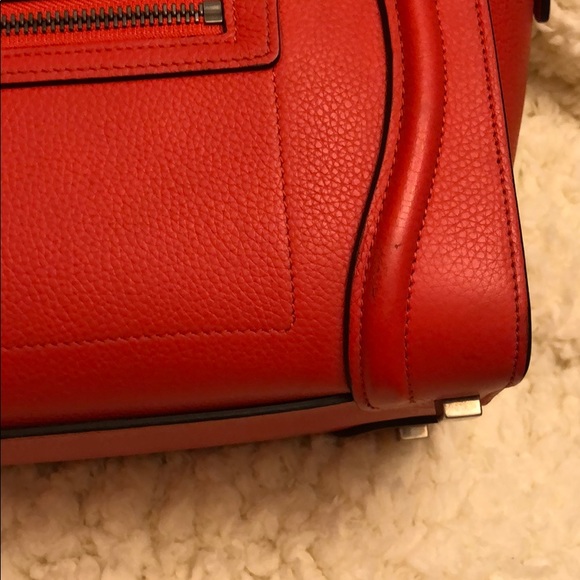Celine Micro Red Luggage Tote - Picture 13 of 16